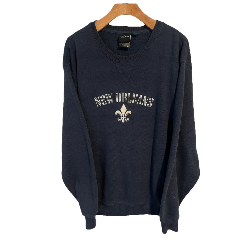 Valani Quilted Pullover Sweater New Orleans Blue Medium